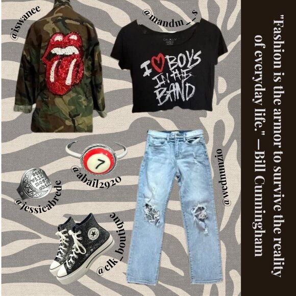 Boutique Upcycled Army Jacket Women’s Size S/M Rolling Stones Design Sequins - Picture 5 of 8